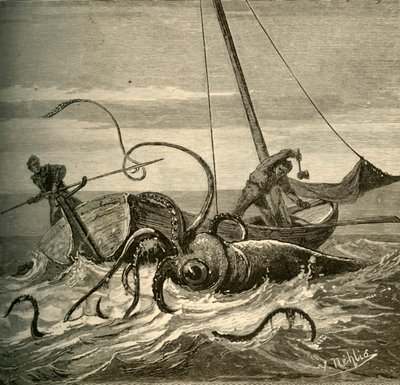 La battaglia dei pescatori con il calamaro gigante, 1881 da Unbekannt