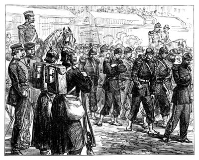 Le truppe francesi lasciano Metz, c. 1870 da Unbekannt