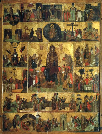 La glorificazione della Vergine, Inno Akathist alla Santissima Theotokos, XIV secolo da Unbekannt