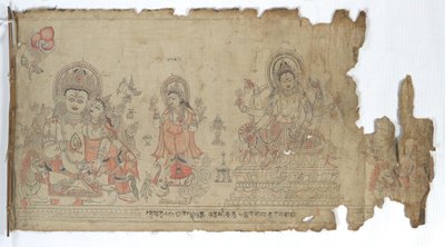 La Dea Vasudhara Fiancheggiata da Kubera e una Durga Frammentaria, datato 1651 da Unbekannt