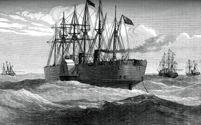 Il Great Eastern che posa il cavo telegrafico atlantico, c1865, c1880 da Unbekannt