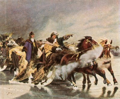 Il Grande Elettore attraversa la Laguna di Curlandia, gennaio 1679, 1936 da Unbekannt