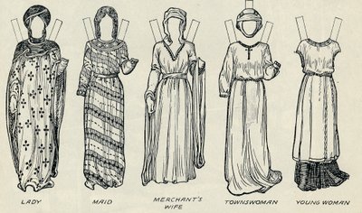 La Grande Galleria del Costume Britannico: Abiti Vari Indossati in Epoca Normanna, c1934 da Unbekannt