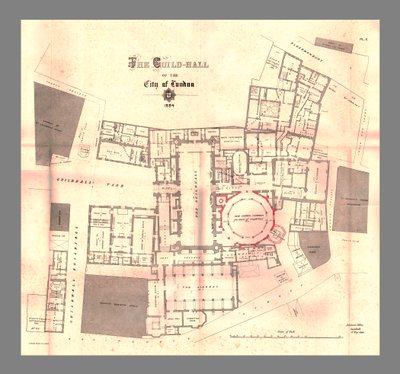 La Guild-Hall della città di Londra, pianta, 1884 da Unbekannt