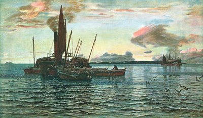 Il mercato delle aringhe in mare su Loch Fyne, Argyll, 1884 da Unbekannt