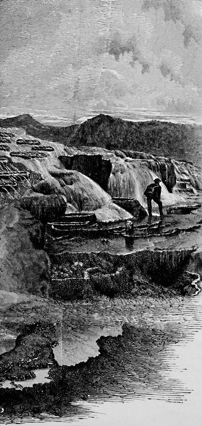 Le sorgenti termali vicino al fiume Gardiners, 1883 da Unbekannt