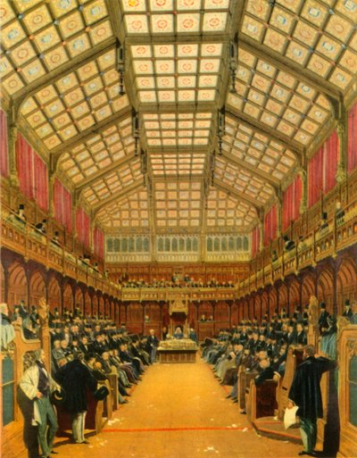 La Camera dei Comuni durante un dibattito, 1858, 1947 da Unbekannt
