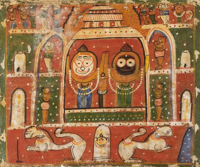 Il trio di Jagannatha nel santuario di Puri, 1931 o 1932 da Unbekannt