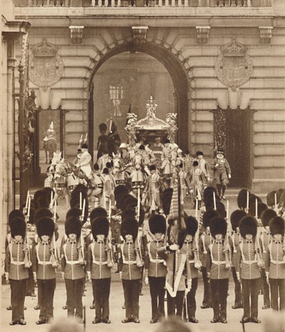 Il re e la regina lasciano il palazzo per la loro incoronazione, 1937 da Unbekannt