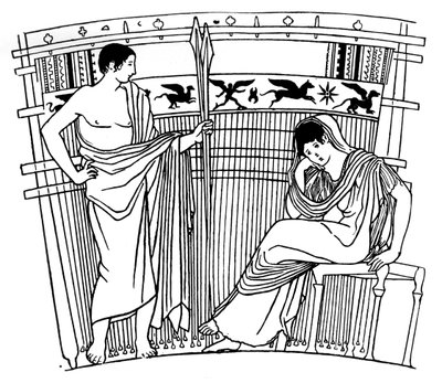 Il telaio di Penelope, dal vaso di Chuisi, Etrusco da Unbekannt