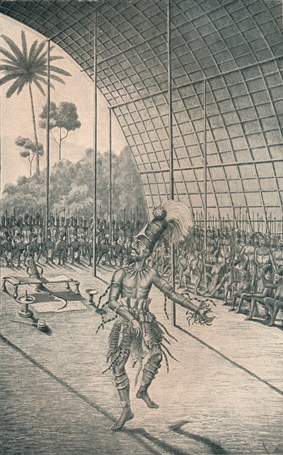 Il re Mangbattu Munsa danza davanti alle sue mogli e guerrieri, c1870, 1903 da Unbekannt