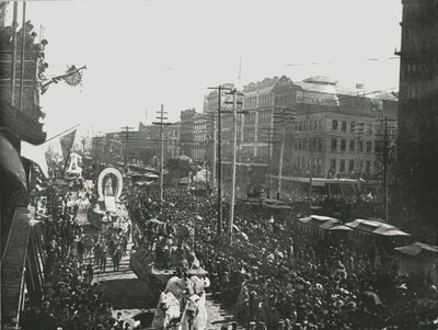 La parata del Mardi Gras in Canal Street, New Orleans, USA, 1895 da Unbekannt