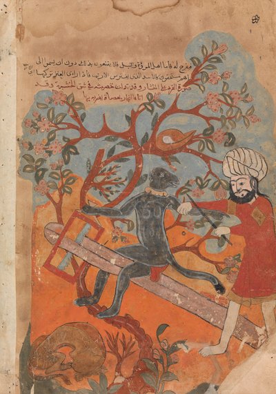 La scimmia prova la carpenteria, foglio da un Kalila wa Dimna, XVIII secolo da Unbekannt
