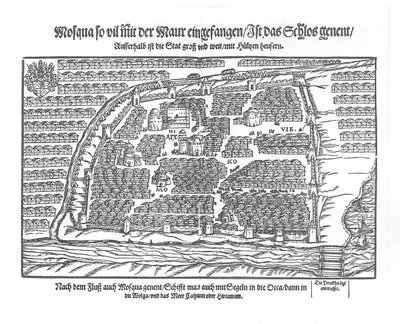 La mappa di Mosca da Moscouiter wunderbare Historien di Sigmund von Herberstein, 1567 da Unbekannt