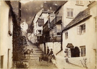 La nuova locanda e strada, Clovelly, Devon, fine XIX o inizio XX secolo da Unbekannt