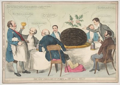 Il nuovo pudding del Parlamento o il trattamento di John Bull, ca. 1832 da Unbekannt