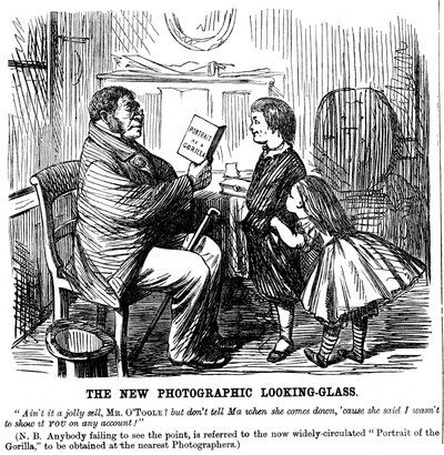 Il nuovo specchio fotografico, vignetta da Punch, prova quotidiana delle origini dell