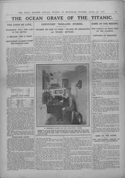 La tomba oceanica del Titanic e fotografia di un operatore radio, 20 aprile 1912 da Unbekannt