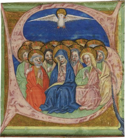 La Pentecoste. Iniziale S da un manoscritto Graduale, ca 1430 da Unbekannt