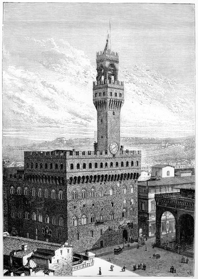 La Piazza della Signoria, Palazzo Vecchio, Firenze, Italia, 1882 da Unbekannt