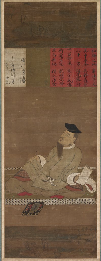 Il poeta Kakinomoto no Hitomaro, c. 1300-1350 da Unbekannt