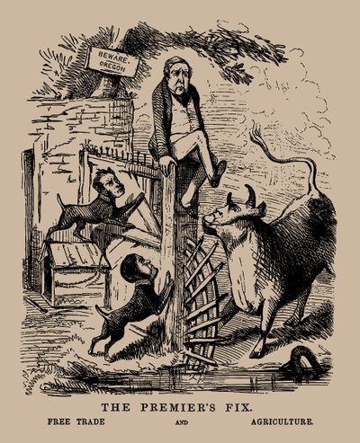 Il problema del Premier. Libero scambio e agricoltura Peel tra libero scambio e protezione, aprile 1845 da Unbekannt