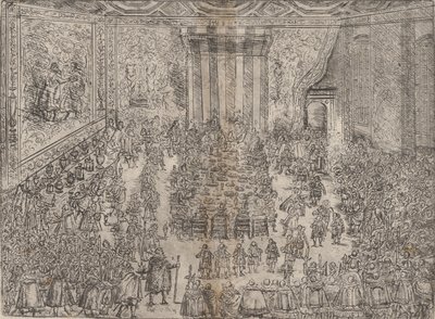 Il pasto principesco, dalla serie che raffigura il matrimonio di Wolfgang Wilhelm, 1614 da Unbekannt