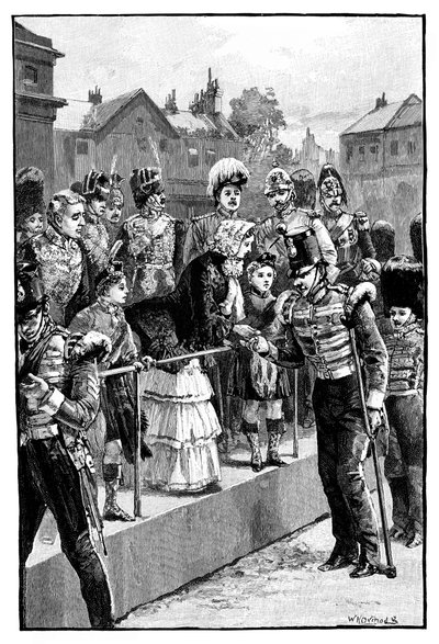 La Regina che distribuisce la Medaglia di Crimea, Horseguards Parade, Londra, c1850s, 1888 da Unbekannt