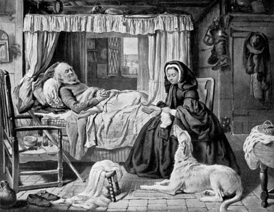La regina in una camera da letto di un cottage da Unbekannt