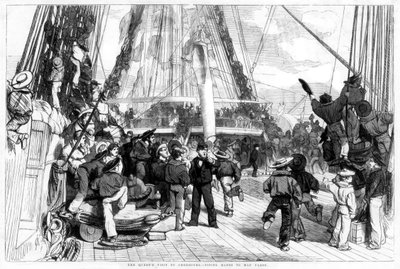 La visita della regina a Cherbourg - Piping Hands to Man Yards, 1858 da Unbekannt