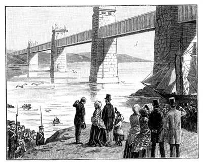 La visita della Regina al Ponte Tubolare Britannia, Galles, c1888 da Unbekannt