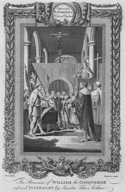I resti di Guglielmo il Conquistatore rifiutati per la sepoltura da Anselm Fitz Arthur, c1787 da Unbekannt