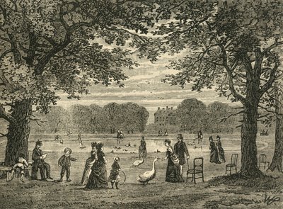 Lo stagno rotondo, Kensington Gardens, c1876 da Unbekannt