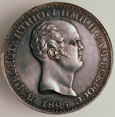 Il rublo di Costantino, Dritto: Ritratto di Costantino, 1825 da Unbekannt