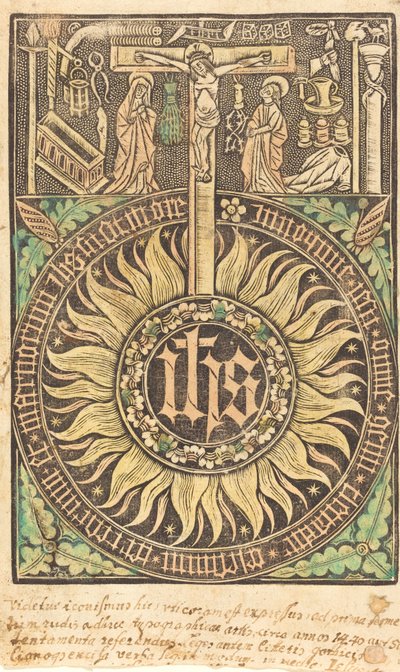 Il monogramma sacro con la crocifissione e i simboli della passione [recto], in o dopo il 1470 da Unbekannt