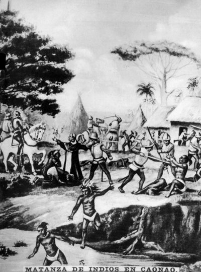 Il massacro dei nativi a Caonao, XVI secolo, 1920 da Unbekannt