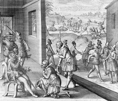 La cattura spagnola di Fort Caroline, 1565 da Unbekannt