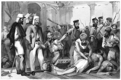 Il corrispondente del Times che osserva il saccheggio del Kaiser Bagh, 1858, c1860 da Unbekannt