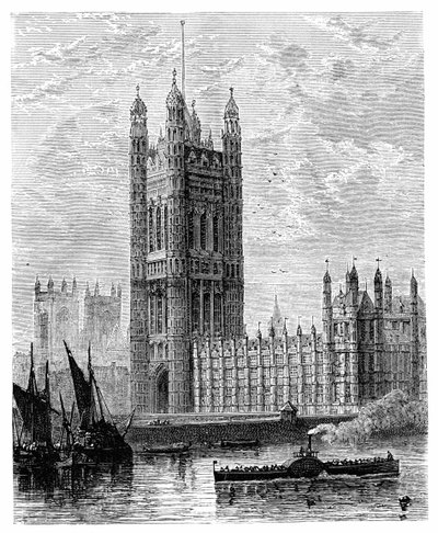 La Torre Victoria e le Case del Parlamento, Londra, 1900 da Unbekannt