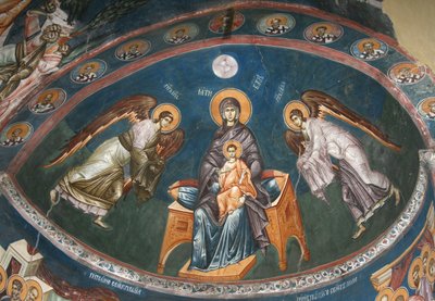 La Vergine in trono con Cristo Emanuele con gli Arcangeli Michele e Gabriele da Unbekannt