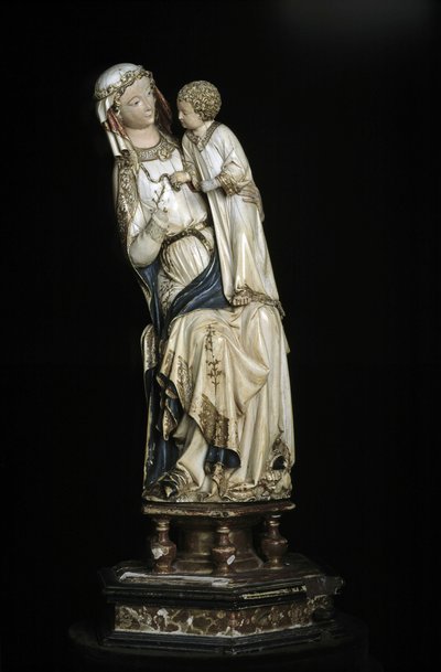 La Vergine e il Bambino Gesù. Statua in marmo intorno al 1350-1375. 45 cm Collegiale Notre Dame. Villeneuve les Aviignons (Gard). da Unbekannt