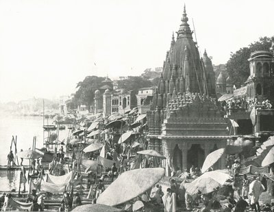 Lo stagno di Vishnu e Ghat, Benares, India, 1895 da Unbekannt