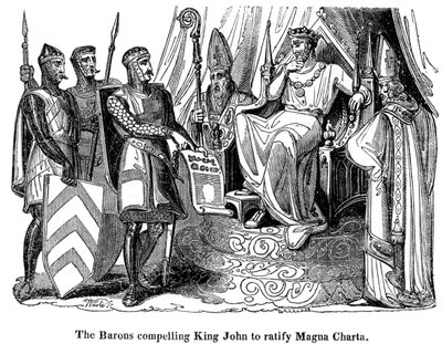 I baroni costringono Re Giovanni a ratificare la Magna Carta da Unbekannt
