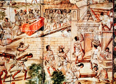 La costruzione di Città del Messico, XVI secolo da Unbekannt