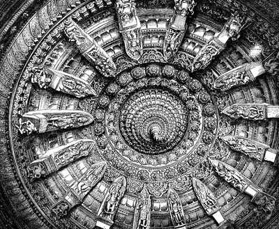 Il soffitto di un santuario Jaina a Mount Abu, Rajasthan, India, 1895 da Unbekannt