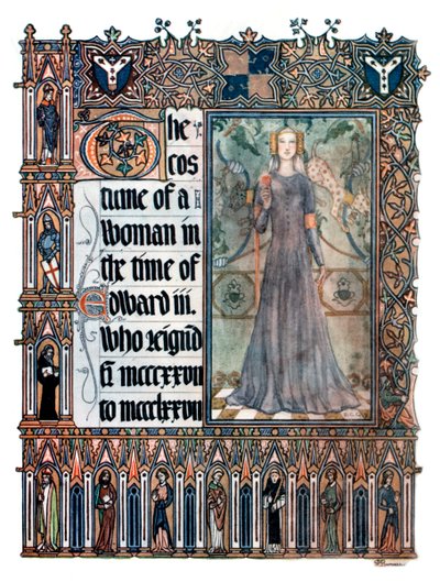 Il costume di una donna nel regno di Edoardo III, 1909 da Unbekannt
