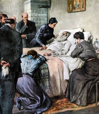 La morte di Lev Tolstoj, autore e filosofo russo da Unbekannt