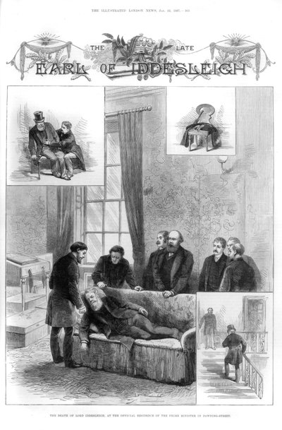 La morte di Lord Iddesleigh in Downing Street, Londra, 1887 da Unbekannt