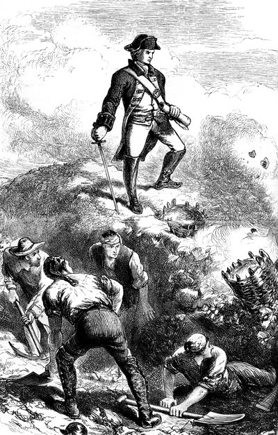 La difesa di Breeds Hill, Prescott nel ridotto, 1775 c1880 da Unbekannt