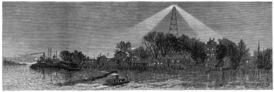La luce elettrica a Hell Gate, New York, 1885 da Unbekannt
